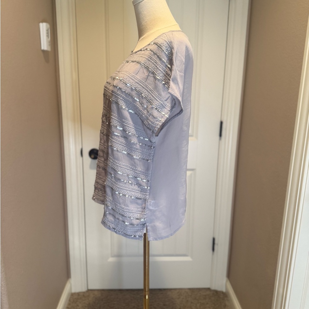 Chelsea28 Light Gray Textured Blouse - Picture 2 of 4